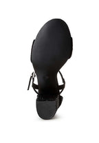 Women's black rhinestone embellished sandals for elegant evening wear