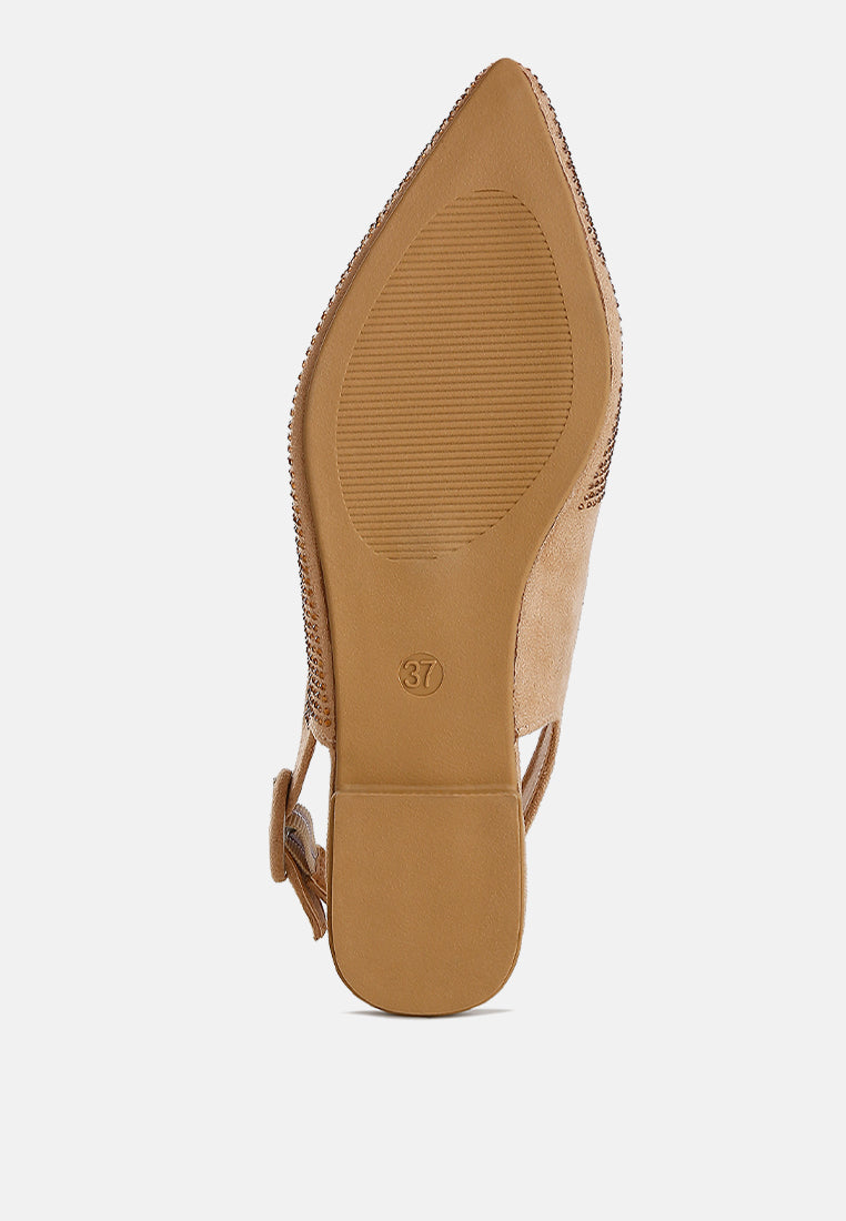 Women’s rhinestone embellished slingback mules from London Rag International with a stylish pointed toe