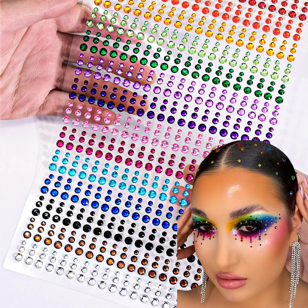 colored glitter rhinestone face and body gem stickers (photo 1 of 10)