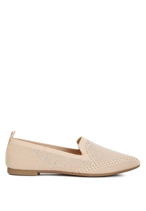 Rag Company women's rhinestone loafers in beige, perfect for casual outings