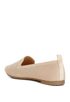 Women's nude rhinestone loafers for stylish daily wear