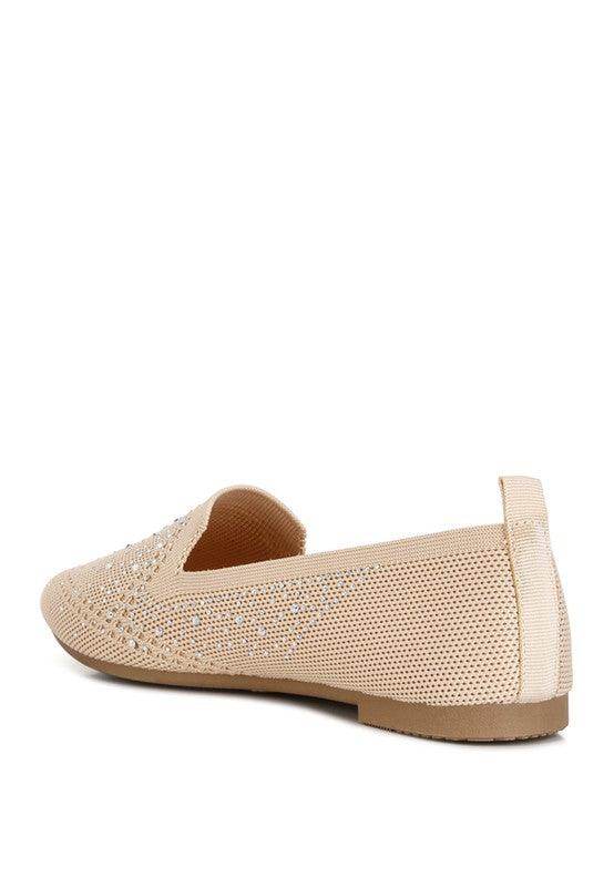 Women's nude rhinestone loafers for stylish daily wear