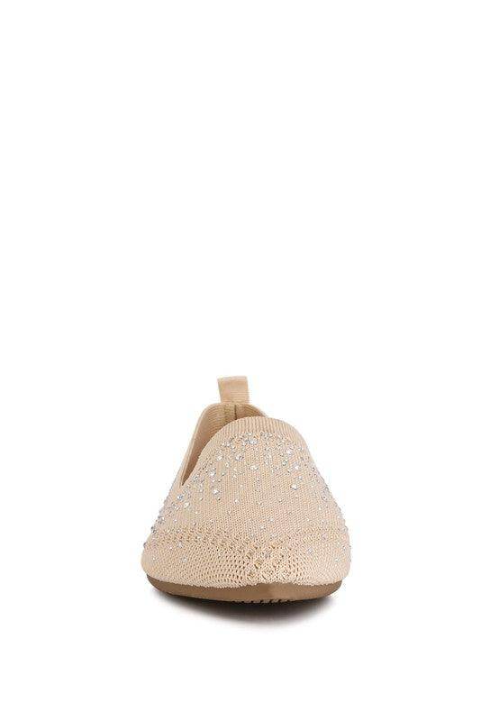 Rag Company women's rhinestone loafers in beige, perfect for casual outings