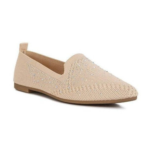 Rag Company beige rhinestone loafers for chic everyday wear