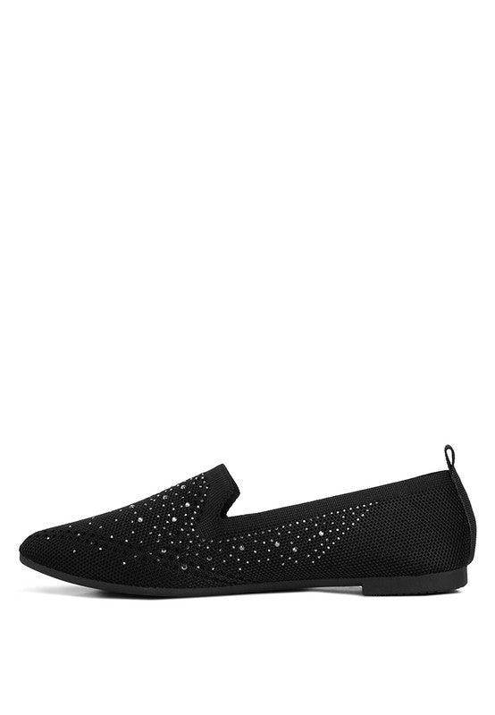 Rag Company black rhinestone loafers for stylish casual wear