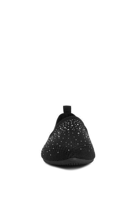Women's black rhinestone loafers for casual outings