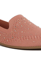 Women's pink rhinestone loafers for stylish casual outings