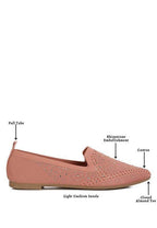 Women's pink canvas rhinestone loafers with light cushion insole