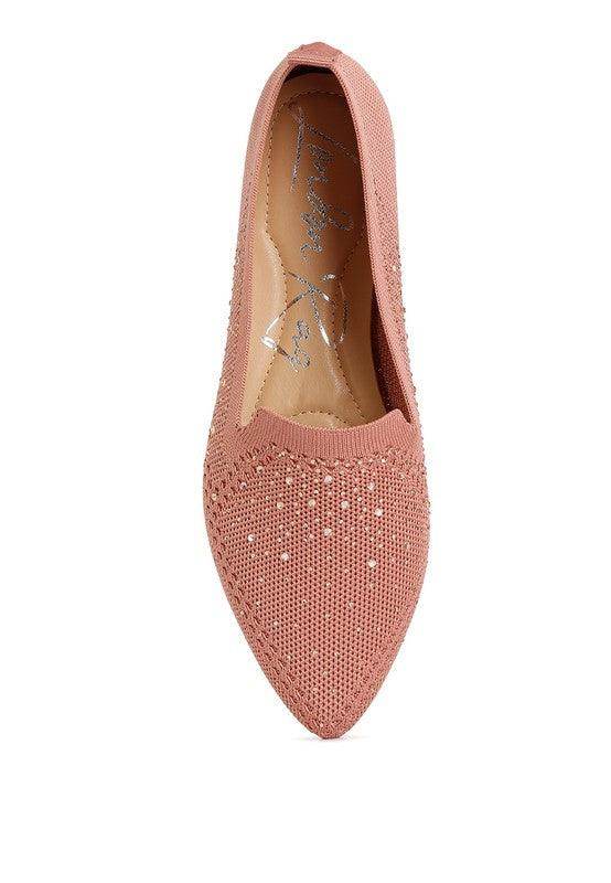 Women's pink rhinestone loafers, stylish for casual outings