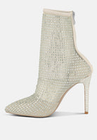 stylish London Rag International rhinestone mesh boots with high stiletto heel for modern flair
