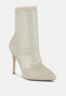 Stylish London Rag International rhinestone mesh boots with stiletto heel for fashionable looks