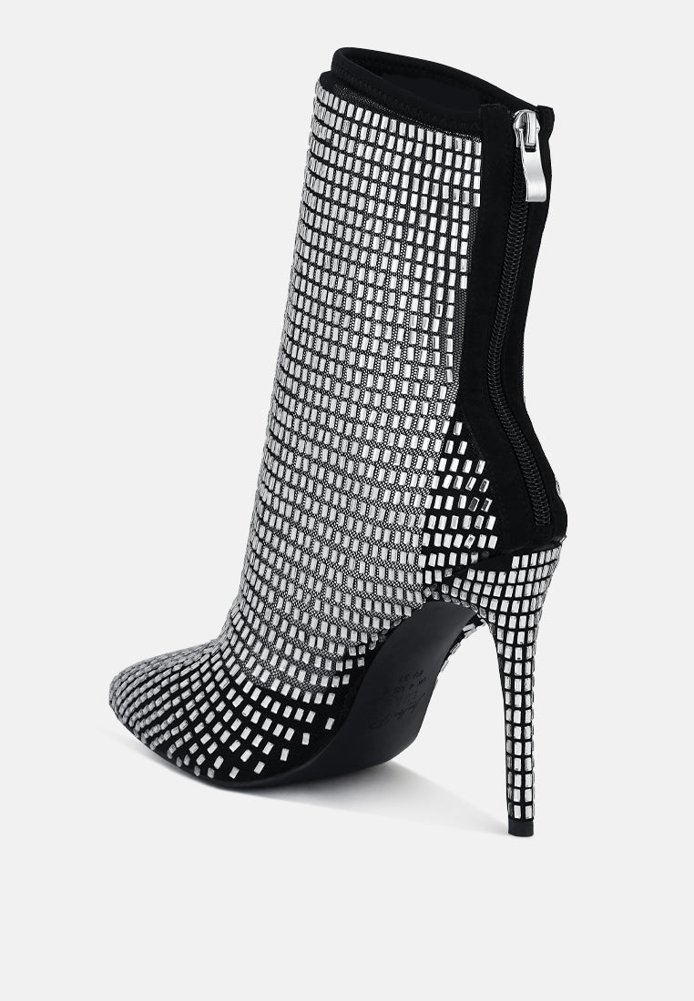 Women's rhinestone mesh boots by London Rag International with a sleek design and high heel