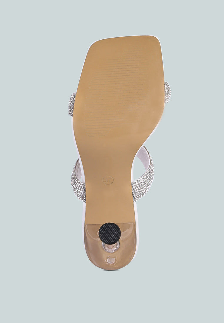 Rhinestone slip on sandals with a chic design and comfortable sole for elegant occasions