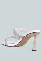London Rag International rhinestone slip on sandals with stylish heel for elegant evenings
