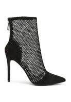Rag Company rhinestone stiletto boots with mesh detailing and high heels for stylish looks
