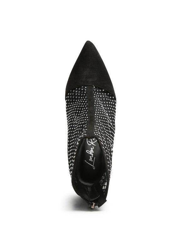 Rag Company rhinestone stiletto boots with a pointed toe and stylish design for fashionable women