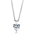 Women's rhodium 925 sterling silver pendant necklace with heart-shaped crystal