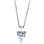 Women's rhodium 925 sterling silver pendant necklace with heart-shaped crystal
