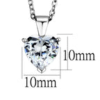 Women's rhodium 925 sterling silver pendant necklace, elegant heart design