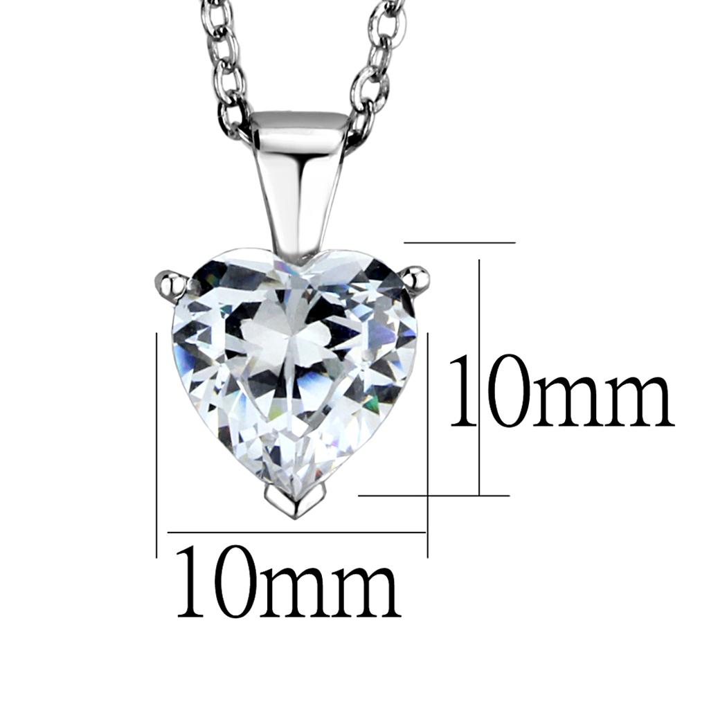 Women's rhodium 925 sterling silver pendant necklace, elegant heart design