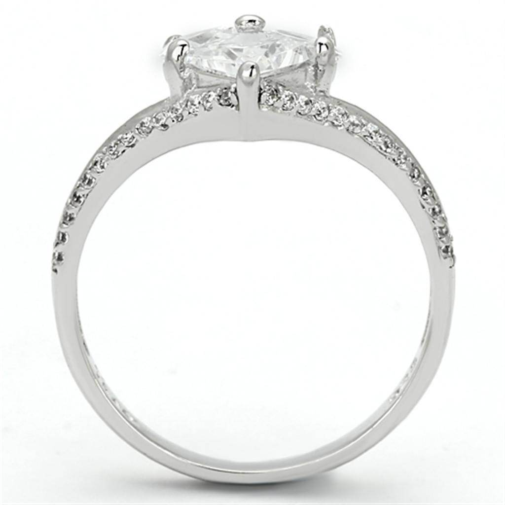 Stunning rhodium 925 sterling silver ring with a sparkling center stone and elegant band design