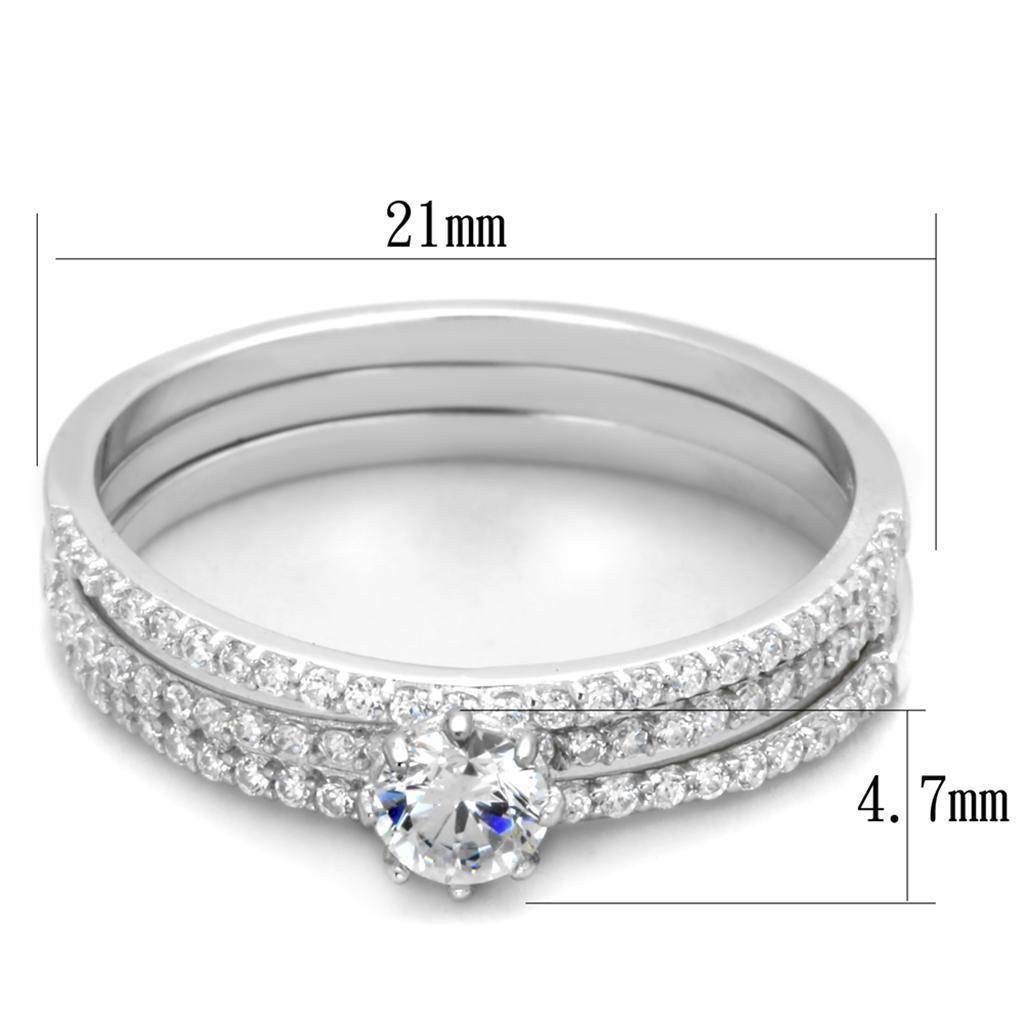 Stunning rhodium 925 sterling silver ring with sparkling center stone and elegant band design