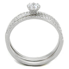 Elegant rhodium 925 sterling silver ring with a sparkling center stone and detailed band design