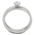 Elegant rhodium 925 sterling silver ring with a sparkling center stone and detailed band design