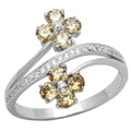 Elegant rhodium 925 sterling silver ring for women featuring sparkling yellow gemstones