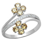 Elegant rhodium 925 sterling silver ring for women featuring sparkling yellow gemstones