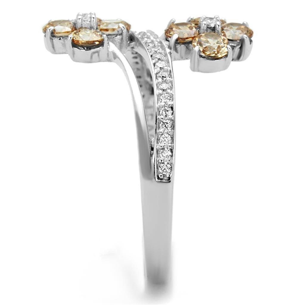 Elegant rhodium 925 sterling silver ring for women featuring sparkling gemstone design