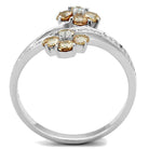 Elegant rhodium 925 sterling silver ring for women featuring sparkling gemstones in a floral design
