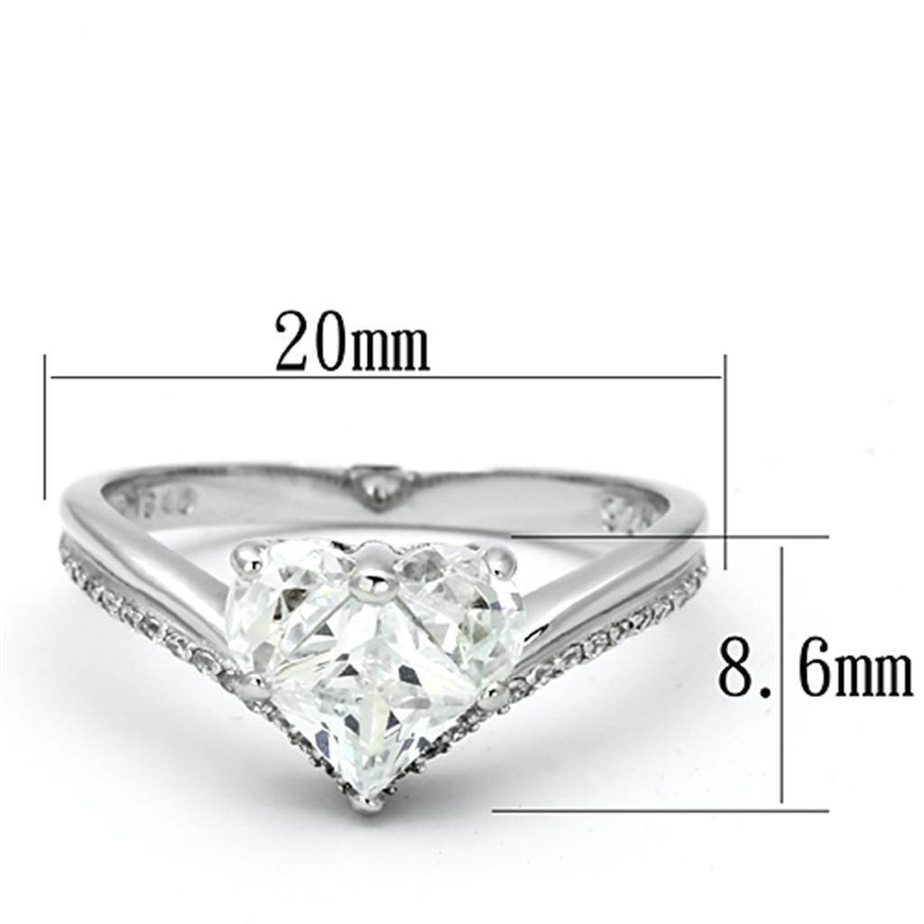 Rhodium 925 sterling silver ring featuring a stunning heart-shaped crystal and elegant design