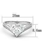 Rhodium 925 sterling silver ring featuring a stunning heart-shaped crystal and elegant design