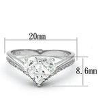 Rhodium 925 sterling silver ring featuring a stunning heart-shaped crystal and elegant design