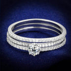 Elegant rhodium 925 sterling silver ring with a sparkling center stone and pave accents