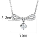 Rhodium brass bow necklace featuring a sparkling charm and elegant design, perfect for any occasion