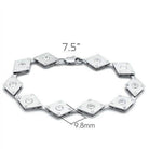 Rhodium brass geometric bracelet featuring diamond-shaped links and clear crystals for a modern look