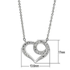 Rhodium brass heart necklace for women with sparkling details and elegant design
