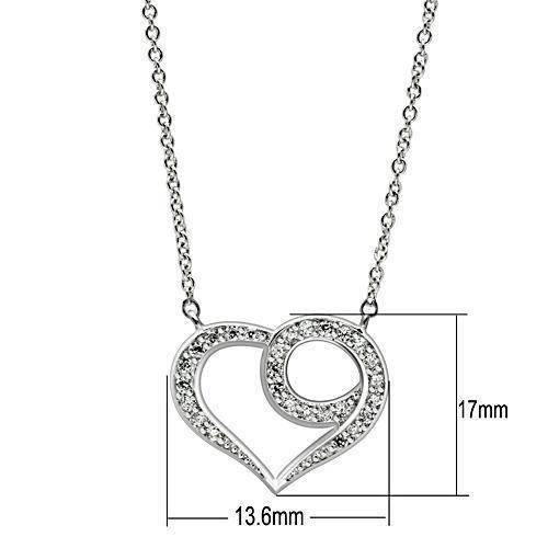 Rhodium brass heart necklace for women with sparkling details and elegant design