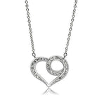 Rhodium brass heart necklace for women featuring a sparkling heart design with elegant loops