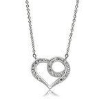 Rhodium brass heart necklace for women featuring a sparkling heart design with elegant loops