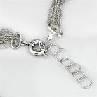 Close-up of rhodium brass infinity necklace for women featuring a unique clasp and layered chains