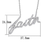 Elegant rhodium brass necklace featuring a sparkling 'faith' pendant for a stylish look
