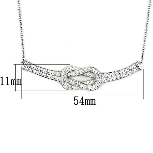 Elegant rhodium brass necklace for women featuring an infinity design with sparkling accents