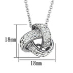 Rhodium brass necklace for women featuring a sparkling knot design and 18mm pendant size