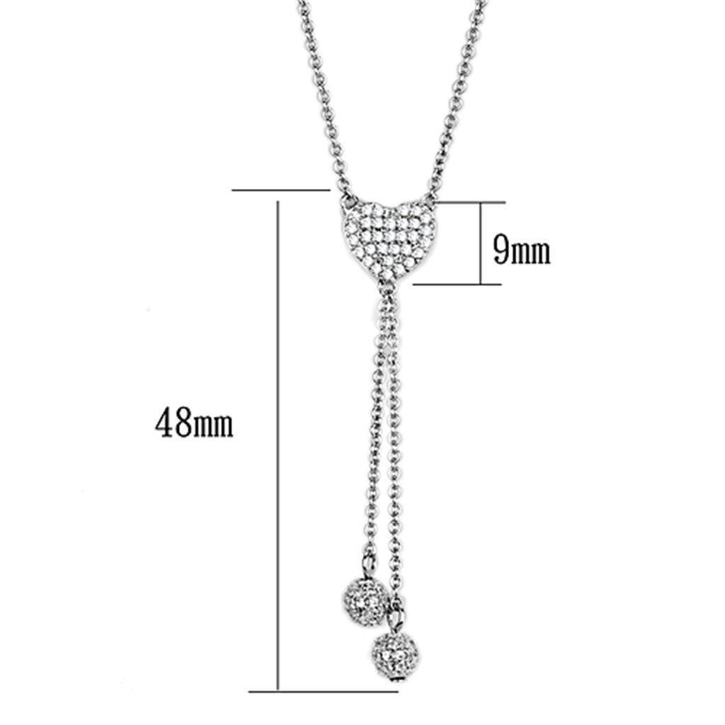 Elegant rhodium brass necklace for women featuring a sparkling drop design with clear crystals