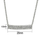 Rhodium brass necklace for women with a sparkling bar pendant, measuring 25mm with glittering stones