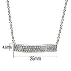 Rhodium brass necklace for women with a sparkling bar pendant, measuring 25mm with glittering stones