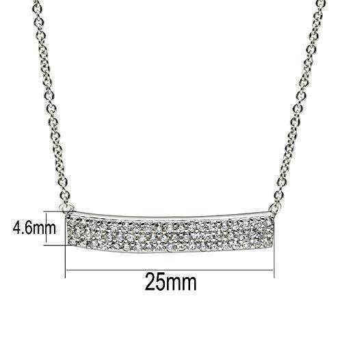 Rhodium brass necklace for women with a sparkling bar pendant, measuring 25mm with glittering stones
